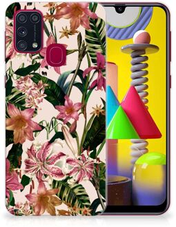 B2Ctelecom Telefoon Hoesje Samsung Galaxy M31 Leuk TPU Back Case Bloemen