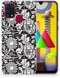 B2Ctelecom Telefoon Hoesje Samsung Galaxy M31 Mobiel Case Zwart Bloemen