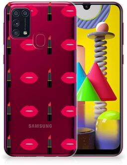 B2Ctelecom Telefoon Hoesje Samsung Galaxy M31 Silicone Hoesje Doorzichtig Lipstick Kiss