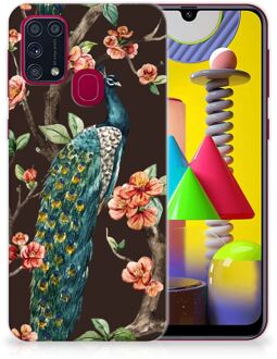 B2Ctelecom Telefoon Hoesje Samsung Galaxy M31 Siliconen Back Cover Pauw met Bloemen