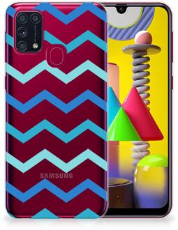 B2Ctelecom Telefoon Hoesje Samsung Galaxy M31 Siliconen Back Cover Zigzag Blauw