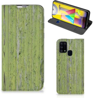 B2Ctelecom Telefoon Hoesje Samsung Galaxy M31 Wallet Case Green Wood