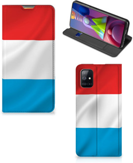 B2Ctelecom Telefoon Hoesje Samsung Galaxy M51 Flip Cover Luxemburgse Vlag