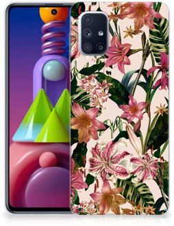 B2Ctelecom Telefoon Hoesje Samsung Galaxy M51 Leuk TPU Back Case Bloemen