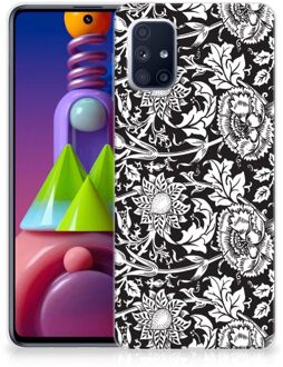 B2Ctelecom Telefoon Hoesje Samsung Galaxy M51 Mobiel Case Zwart Bloemen