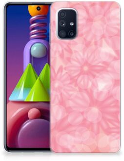 B2Ctelecom Telefoon Hoesje Samsung Galaxy M51 Silicone Back Case Lente Bloemen