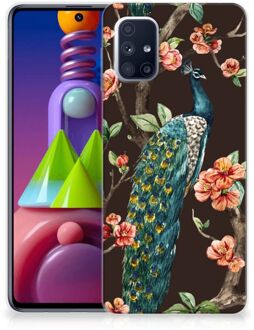 B2Ctelecom Telefoon Hoesje Samsung Galaxy M51 Siliconen Back Cover Pauw met Bloemen