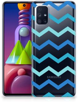 B2Ctelecom Telefoon Hoesje Samsung Galaxy M51 Siliconen Back Cover Zigzag Blauw