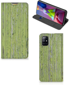 B2Ctelecom Telefoon Hoesje Samsung Galaxy M51 Wallet Case Green Wood