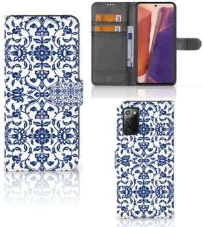 B2Ctelecom Telefoon Hoesje Samsung Galaxy Note 20 Book Case Flower Blue