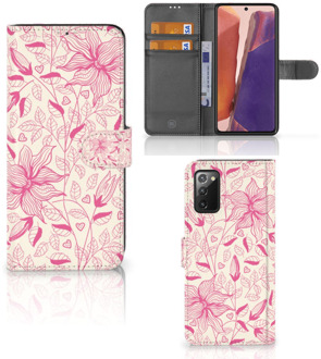 B2Ctelecom Telefoon Hoesje Samsung Galaxy Note 20 Magnet Case Pink Flowers