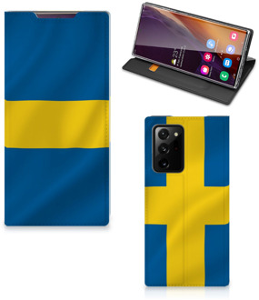 B2Ctelecom Telefoon Hoesje Samsung Galaxy Note 20 Ultra Flipcase Zweedse Vlag