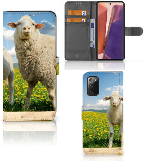 B2Ctelecom Telefoon Hoesje Samsung Galaxy Note 20 Wallet Book Case met foto Schaap en Lammetje