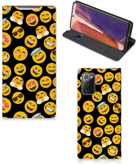 B2Ctelecom Telefoon Hoesje Samsung Galaxy Note20 Flip Cover Emoji