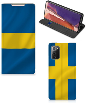 B2Ctelecom Telefoon Hoesje Samsung Galaxy Note20 Flipcase Zweedse Vlag