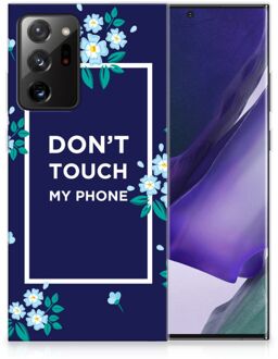 B2Ctelecom Telefoon Hoesje Samsung Galaxy Note20 Ultra Leuk TPU Back Case Flowers Blue Don't Touch My Phone