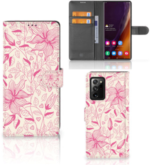 B2Ctelecom Telefoon Hoesje Samsung Galaxy Note20 Ultra Magnet Case Pink Flowers