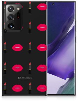 B2Ctelecom Telefoon Hoesje Samsung Galaxy Note20 Ultra Silicone Hoesje Doorzichtig Lipstick Kiss