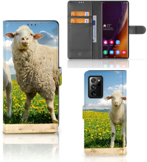 B2Ctelecom Telefoon Hoesje Samsung Galaxy Note20 Ultra Wallet Book Case met foto Schaap en Lammetje