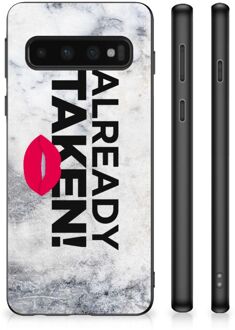 B2Ctelecom Telefoon Hoesje Samsung Galaxy S10 Backcover Soft Siliconen Hoesje met Zwarte rand Already Taken White