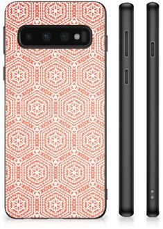 B2Ctelecom Telefoon Hoesje Samsung Galaxy S10 Hippe Hoesjes met Zwarte rand Pattern Orange