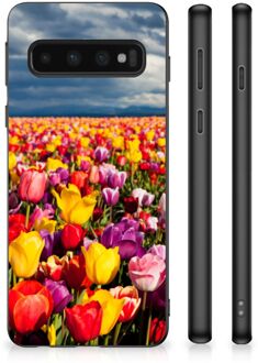 B2Ctelecom Telefoon Hoesje Samsung Galaxy S10 Hoesje met Zwarte rand Tulpen