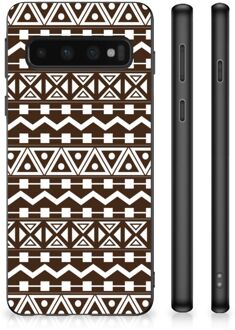 B2Ctelecom Telefoon Hoesje Samsung Galaxy S10 Leuk TPU Backcase met Zwarte rand Aztec Brown