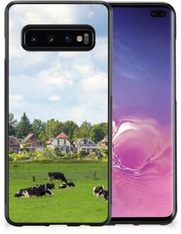 B2Ctelecom Telefoon Hoesje Samsung Galaxy S10+ Backcover Soft Siliconen Hoesje met Zwarte rand Hollandse Koeien