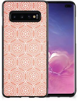 B2Ctelecom Telefoon Hoesje Samsung Galaxy S10+ Hippe Hoesjes met Zwarte rand Pattern Orange