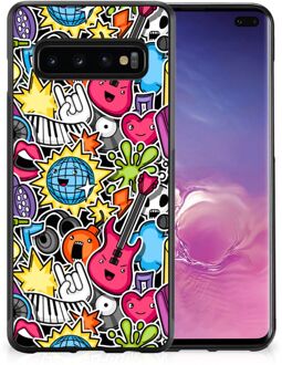 B2Ctelecom Telefoon Hoesje Samsung Galaxy S10+ Hoesje met Zwarte rand Punk Rock