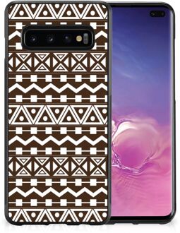 B2Ctelecom Telefoon Hoesje Samsung Galaxy S10+ Leuk TPU Backcase met Zwarte rand Aztec Brown