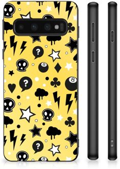 B2Ctelecom Telefoon Hoesje Samsung Galaxy S10 Silicone Back Cover met Zwarte rand Punk Yellow