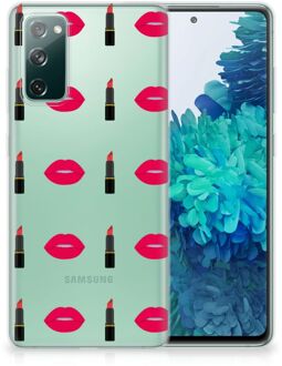 B2Ctelecom Telefoon Hoesje Samsung Galaxy S20 FE Silicone Hoesje Doorzichtig Lipstick Kiss