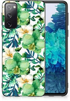 B2Ctelecom Telefoon Hoesje Samsung Galaxy S20 Silicone Back Cover met Zwarte rand Orchidee Groen