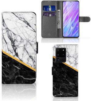 B2Ctelecom Telefoon Hoesje Samsung Galaxy S20 Ultra Bookcase Marble White Black