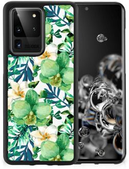 B2Ctelecom Telefoon Hoesje Samsung Galaxy S20 Ultra Silicone Back Cover met Zwarte rand Orchidee Groen