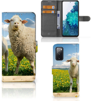 B2Ctelecom Telefoon Hoesje Samsung Galaxy S20FE Wallet Book Case met foto Schaap en Lammetje