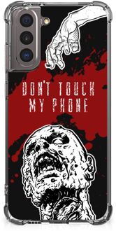 B2Ctelecom Telefoon Hoesje Samsung Galaxy S21 Backcover Soft Siliconen Hoesje met transparante rand Zombie Blood