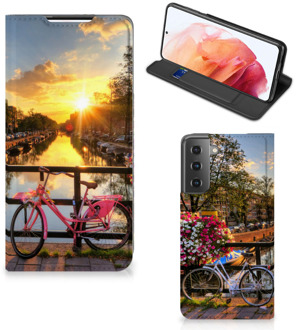 B2Ctelecom Telefoon Hoesje Samsung Galaxy S21 Bookcase Amsterdamse Grachten