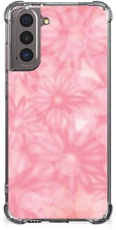 B2Ctelecom Telefoon Hoesje Samsung Galaxy S21 Case Anti-shock met transparante rand Lente Bloemen