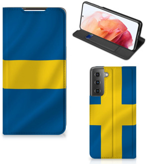 B2Ctelecom Telefoon Hoesje Samsung Galaxy S21 Flipcase Zweedse Vlag