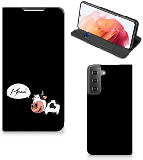 B2Ctelecom Telefoon Hoesje Samsung Galaxy S21 Flipcover Cow Gepersonaliseerd Cadeau