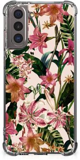 B2Ctelecom Telefoon Hoesje Samsung Galaxy S21 Leuk Hoesje met transparante rand Bloemen