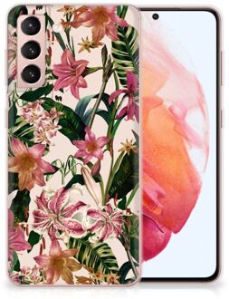 B2Ctelecom Telefoon Hoesje Samsung Galaxy S21 Leuk TPU Back Case Bloemen