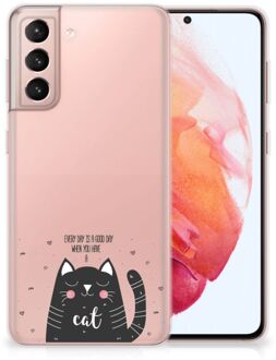 B2Ctelecom Telefoon Hoesje Samsung Galaxy S21 Mobiel Case Cat Good Day