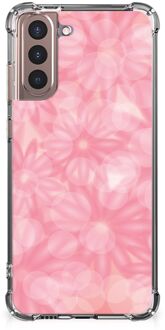 B2Ctelecom Telefoon Hoesje Samsung Galaxy S21 Plus Case Anti-shock met transparante rand Lente Bloemen