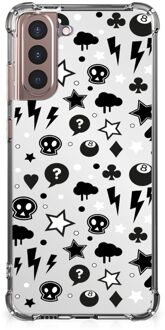 B2Ctelecom Telefoon Hoesje Samsung Galaxy S21 Plus Case met transparante rand Silver Punk