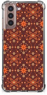 B2Ctelecom Telefoon Hoesje Samsung Galaxy S21 Plus GSM Hoesje met transparante rand Batik Brown