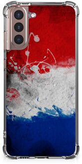 B2Ctelecom Telefoon Hoesje Samsung Galaxy S21 Plus Leuk Hoesje met transparante rand Nederlandse Vlag