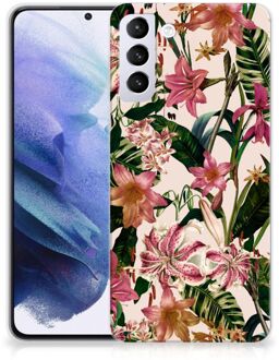 B2Ctelecom Telefoon Hoesje Samsung Galaxy S21 Plus Leuk TPU Back Case Bloemen